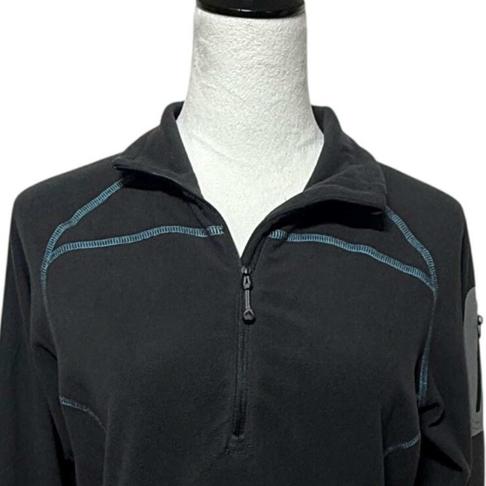 Eddie Bauer First Ascent 1/4 Zip Pullover Womens Medium‎ Gray Black Fleece